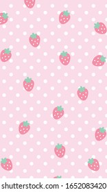 Strawberry polka dot Pattern, Pink seamless strawberry, Strawberry pink Background, Strawberry Wallpaper Love Cards Vector Stock Vector Illustration.
