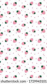 Strawberry polka dot Pattern, Pink seamless strawberry, Strawberry white Background, Strawberry Wallpaper Love Cards Vector Stock Vector Illustration.