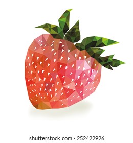Strawberry Polygon, Fruit Vector with White Isolate