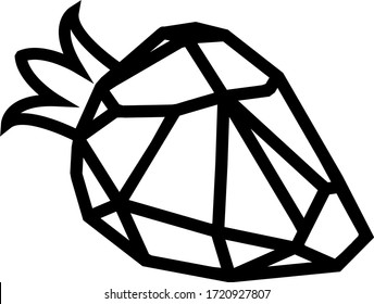 Vector poligonal de fresa, polígonos con logotipo fresa, logotipo negro bayas poligonales, logotipo tierno, logotipo para salones de belleza
