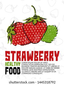 Strawberry Poster Design. Vector Illustration.