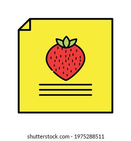 strawberry poster Illustration. modern simple vector icon, flat graphic symbol in trendy flat design style. wallpaper. lockscreen. pattern. frame, background, backdrop, sign, logo.