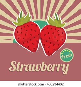 Strawberry  Poster with Retro Style. Isolated Vector.Illustration. Cartoon Style.