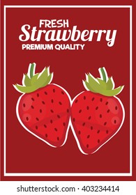 Strawberry  Poster with Retro Style. Isolated Vector.Illustration. Cartoon Style.