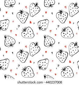 strawberry print, fruity seamless pattern