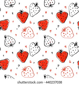 strawberry print, fruity seamless pattern