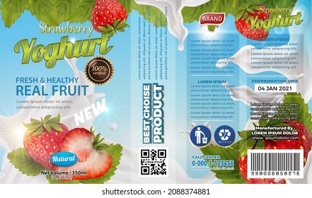 strawberry product packaging labels. poster, brochure, food product design