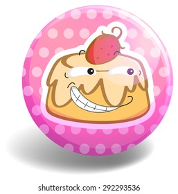 Strawberry pudding with facial expression