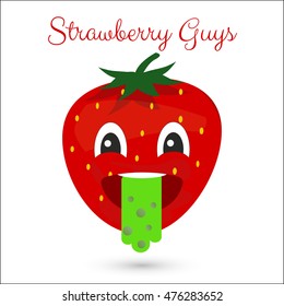 Strawberry Qualm emoticon . Emoji puke