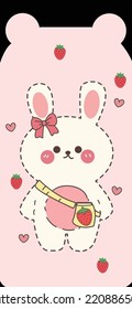 Strawberry rabbit Pattern, Rad seamless strawberry, Strawberry pink Background, Strawberry Wallpaper Love Cards Vector Stock Vector Illustration.