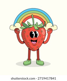 ilustração de desenho animado arco-íris de morango
