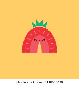 Strawberry rainbow isolated on white background. Vector cartoon  illustration.