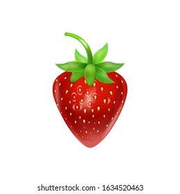 Strawberry  realistic 3d vector icon isolated on white background. For juice, pudding, smoothie, sauces ads.Vector  illustration.
