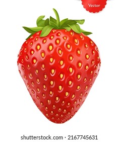 Strawberry realistic 3d vector illustration isolated on white background