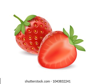 Strawberry realistic. 3d vector image