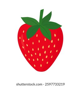 Strawberry. Red strawberry berry isolated on white background. Vector color illustration. For printing and design.