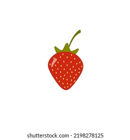 strawberry red summer fruit, vector graphic illustration, symbol, icon, card, poster, sticker, logo, fresh, vegetarian, natural, organic