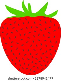 Frutos de verano rojos de fresa, fondo blanco. Ilustración gráfica vectorial. Impresión vegetariana, afiche, tarjeta, libro infantil. postre natural, orgánico dulce, berry fresca