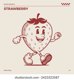 Strawberry Retro Mascot, cartoon mascot