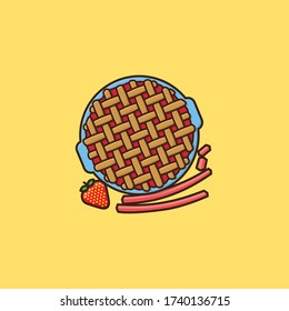 Strawberry Rhubarb Pie vector illustration for Strawberry-Rhubarb-Pie Day on June 9th. Fruit cake and sweet food symbol.