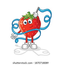 strawberry Rhythmic Gymnastics mascot. cartoon vector