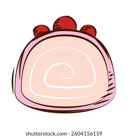 Strawberry roll cake icon. Vector