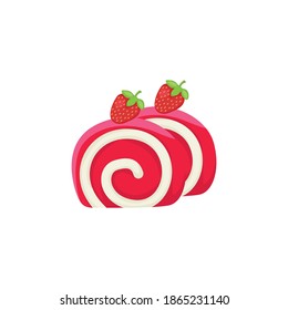 Strawberry roll cake looks sweet.
