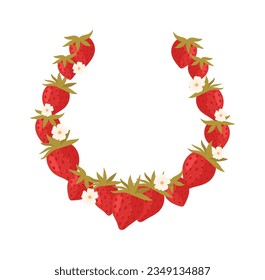 Strawberry Round Frame Vector Illustration