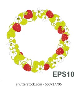Strawberry round frame. Vector illustration