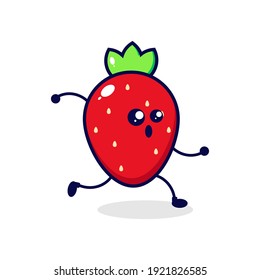 Strawberry run cute character illustration