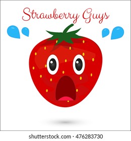 Strawberry scared emoticon. Scared emoji