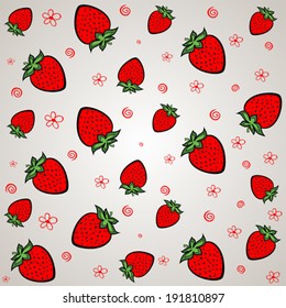 Strawberry seamless background. Vector Illustration