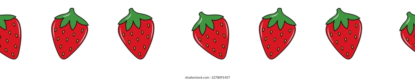 Strawberry seamless borders vector set , for frames , borders , patterns