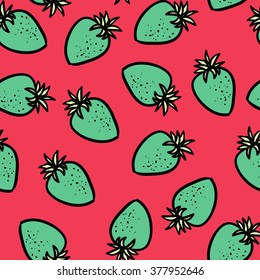 Strawberry seamless hand drawn background. Vector illustration