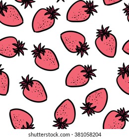 Strawberry seamless hand drawn background. Vector illustration