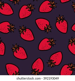 Strawberry seamless hand drawn background. Vector illustration