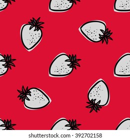 Strawberry seamless hand drawn background. Vector illustration