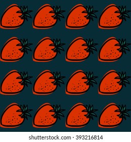 Strawberry seamless hand drawn background. Vector illustration
