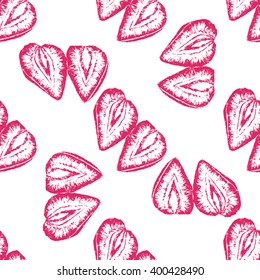 Strawberry seamless hand drawn background