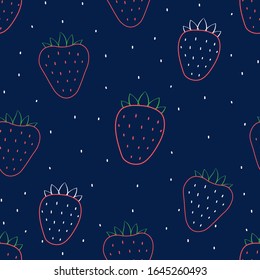 Strawberry seamless pattern. Abstract illustration of strawberry berries in flat style for children's design. Vector illustration