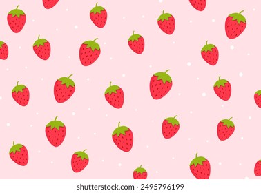 Strawberry seamless pattern background. fruit cartoon. Red ripe strawberry. Vector illustration.