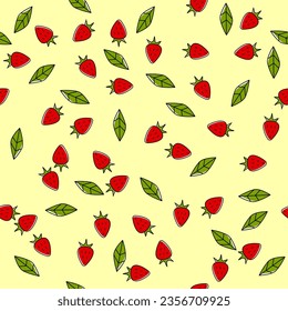 Strawberry seamless pattern background.  For paper, cover, fabric, gift wrap, wall art, interior decoration. Vector illustration EPS10