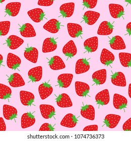 Strawberry Seamless Pattern Background Vector Design