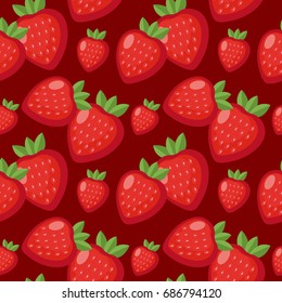 Strawberry seamless pattern. Berry endless background, texture. Fruits background. Vector illustration