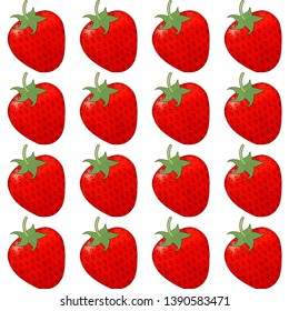 Strawberry seamless pattern.Red berry on white background.Good for print, textile, fabrics, wallpaper, decoration.