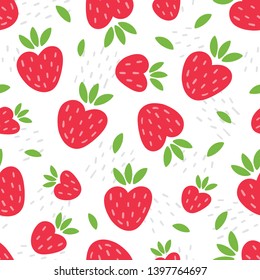 Strawberry seamless pattern in cartoon style over texture background. Vector illustration.