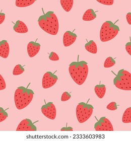 Strawberry seamless pattern. Cute fruit pattern. Vector illustration cartoon flat style