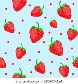 Strawberry seamless pattern. Delicious berries background. 