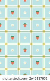 Strawberry seamless pattern design. Vector illustration.
