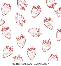 Strawberry Seamless Pattern Doodle Illustration Vector